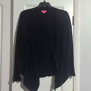 Woman's plus size black button down sweater
